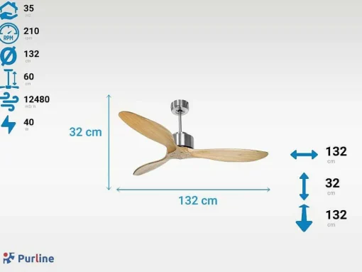 Ventilador De Tecto O132 Cm Com Wifi Reversivel Hypersilence