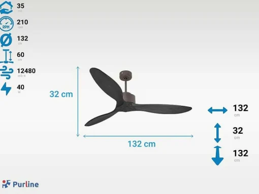 Ventilador De Tecto O132 Cm Com Wifi Reversivel Hypersilence