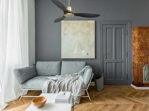 Ventilador De Tecto Reversivel Termostato Regulavel Termostato Wifi Motor Dc Tectos Inclinados Controlo Remoto Luz De Tres Tons Memória Hipersilenciosa