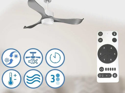 Ventilador De Tecto Reversivel Termostato Reversivel Termostato Regulavel Wifi Motor Dc Tectos Inclinados Controlo Remoto Memória Luminosa De Tres Tons