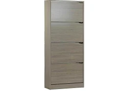 Wehome - Sapateira 4 Portas Com Puxadores Retrateis 63X150 Cm Carvalho Cinza