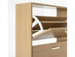 Wehome - Sapateira Slim De 3 Portas 63X115 Cm Em Madeira De Carvalho