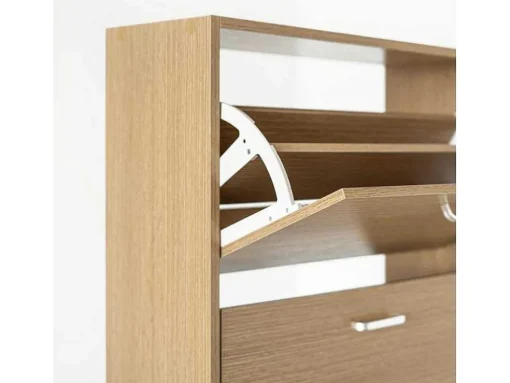 Wehome - Sapateira Slim De 3 Portas 63X115 Cm Em Madeira De Carvalho