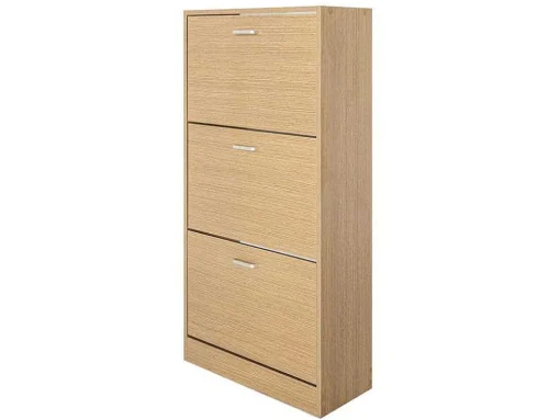 Wehome - Sapateira Slim De 3 Portas 63X115 Cm Em Madeira De Carvalho